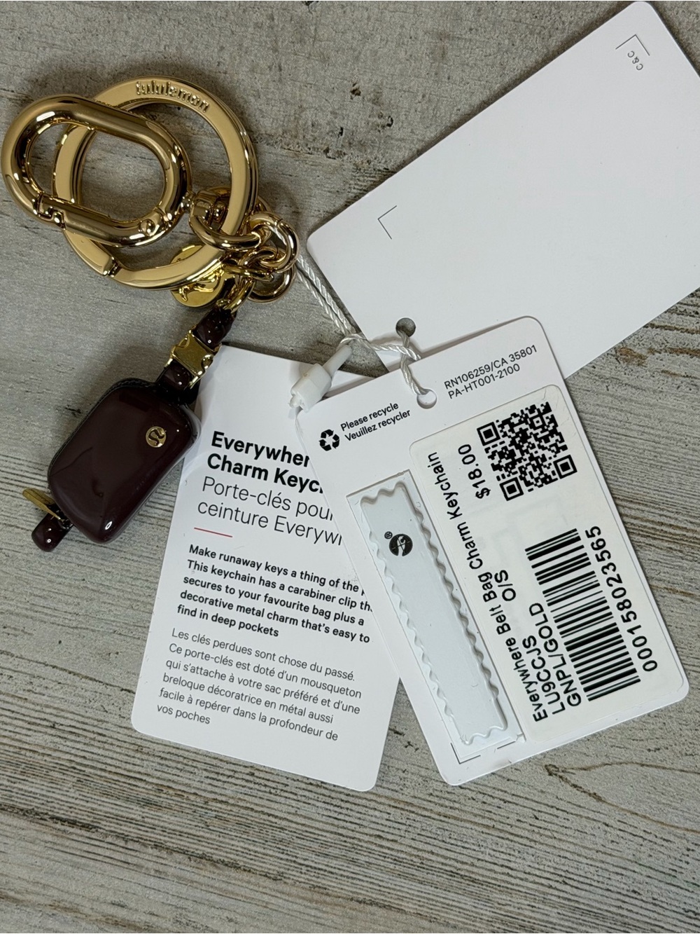 lululemon athletica Brown and Gold Everywhere Charm Keychain - Picture 2 of 4